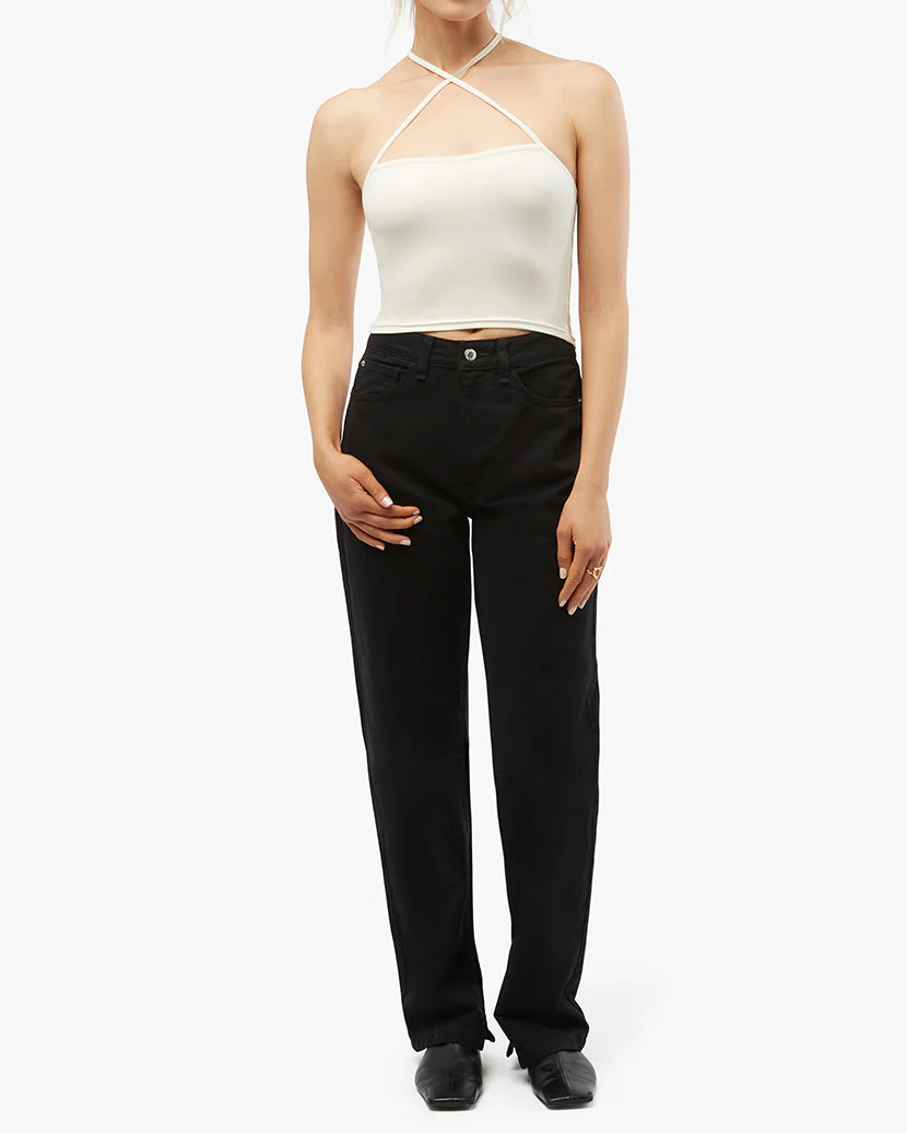 Mom Comfort Stretch Slit Straight Jean | Black - Image 5