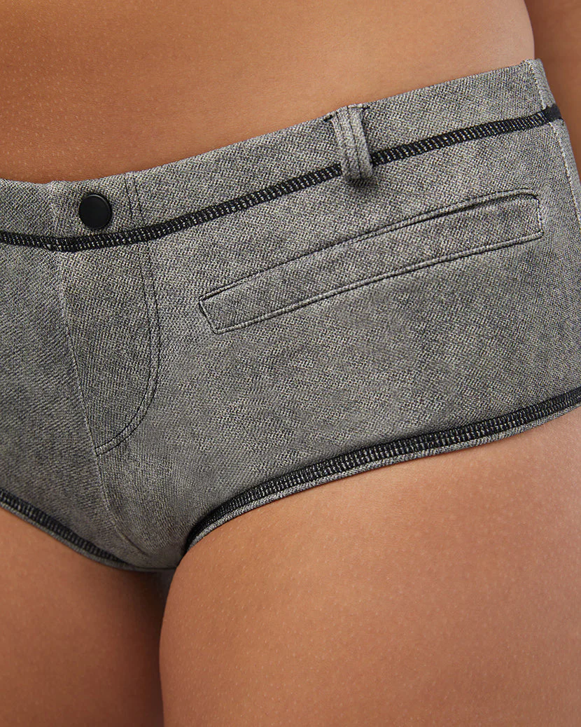 Moto Booty Bikini Short | Grey - Image 4