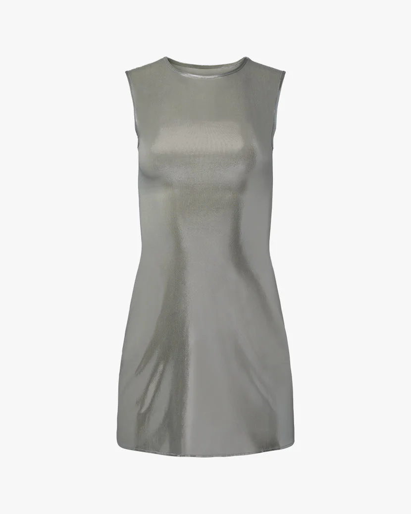 Muscle Tank Mini Dress | Silver - Image 3