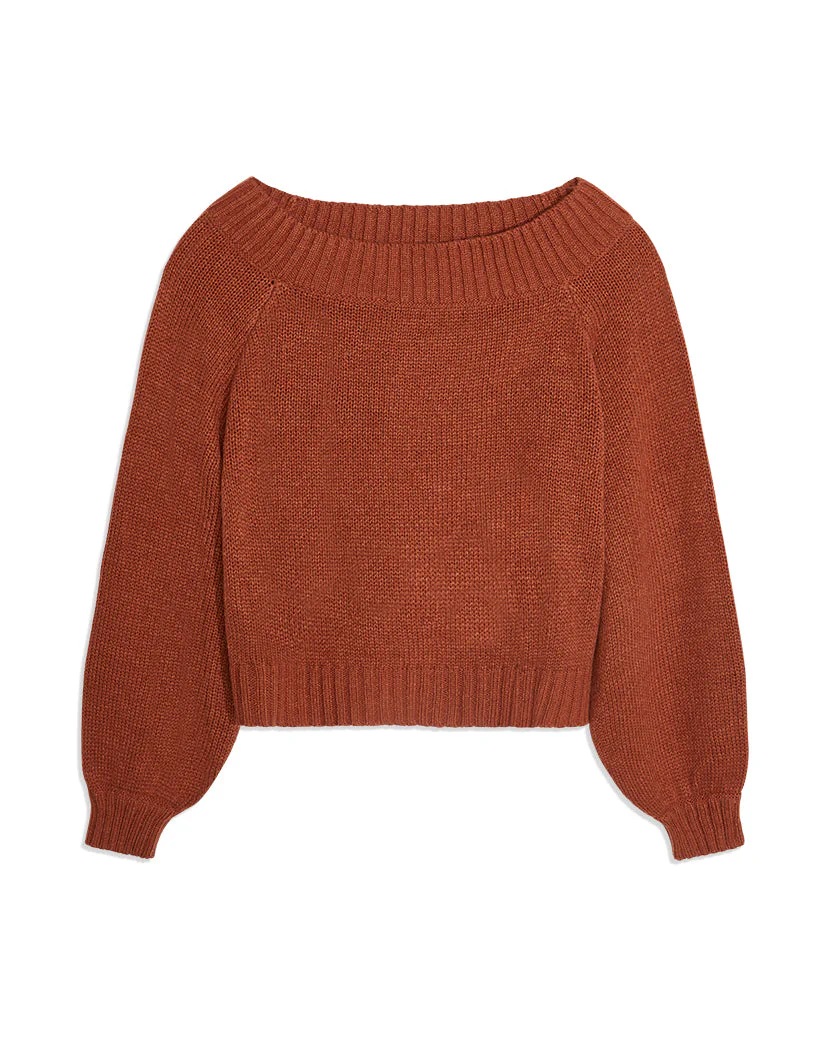Off Shoulder Chunky Cozy Stitch Sweater | Clay - Image 2