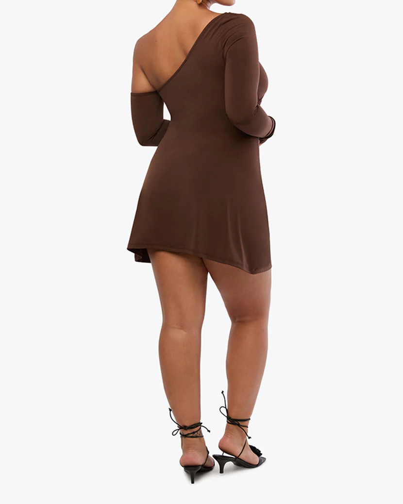 One Shoulder Mini Dress | Muted Eggplant - Image 5