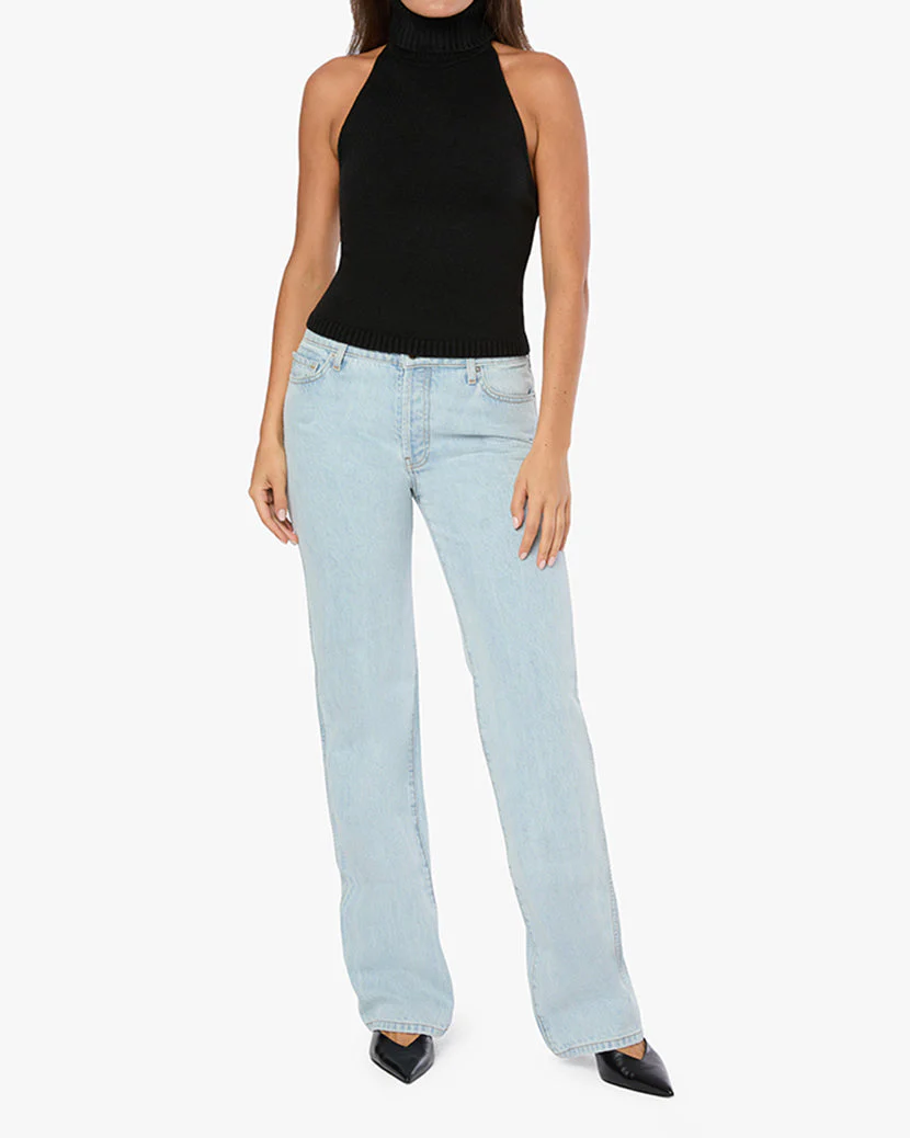 Open Back Halter Sweater Top | Black - Image 3