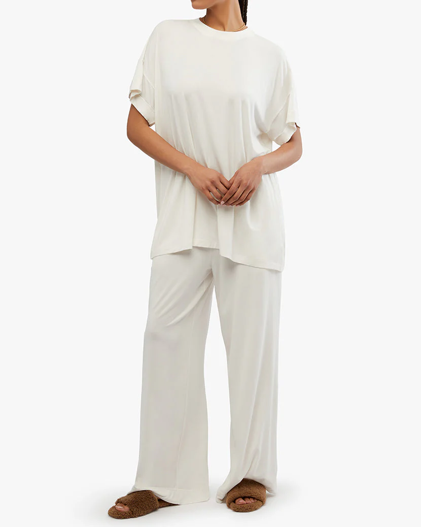 Oversized Jersey Sleep Tee | Ivory (V2) - Image 3