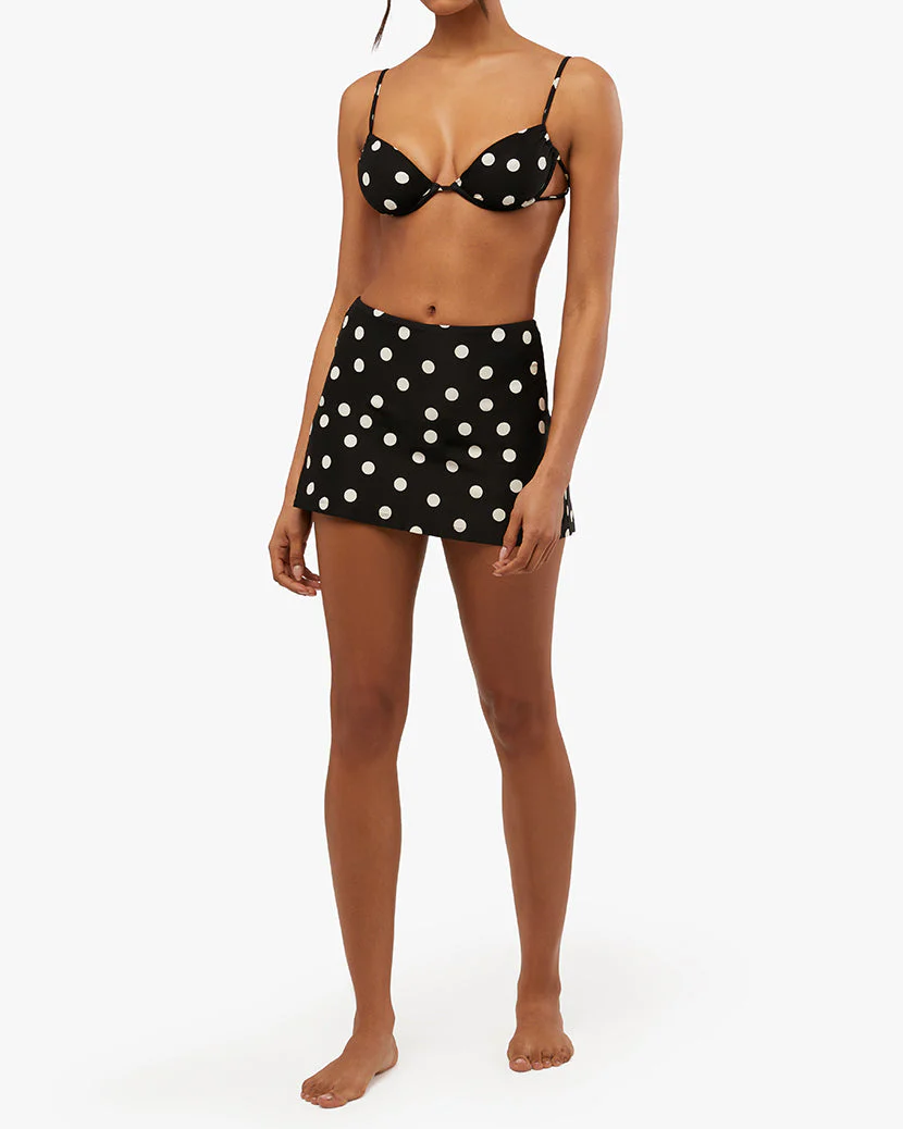 Oversized Polka Dot Swim Skort | Black - Image 4
