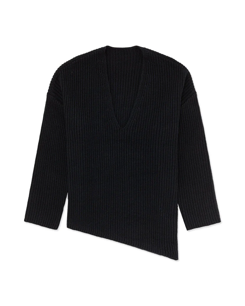 Oversized V-Neck Chunky Sweater | Black - Image 2