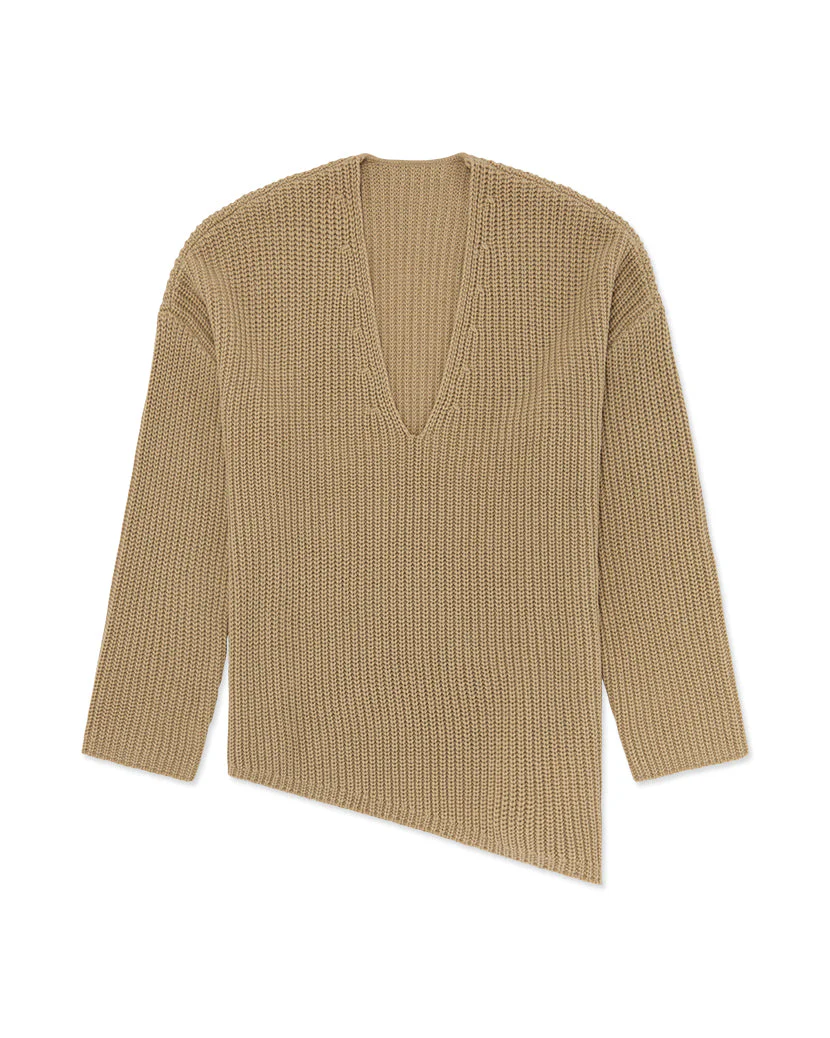 Oversized V-Neck Chunky Sweater | Oat - Image 2