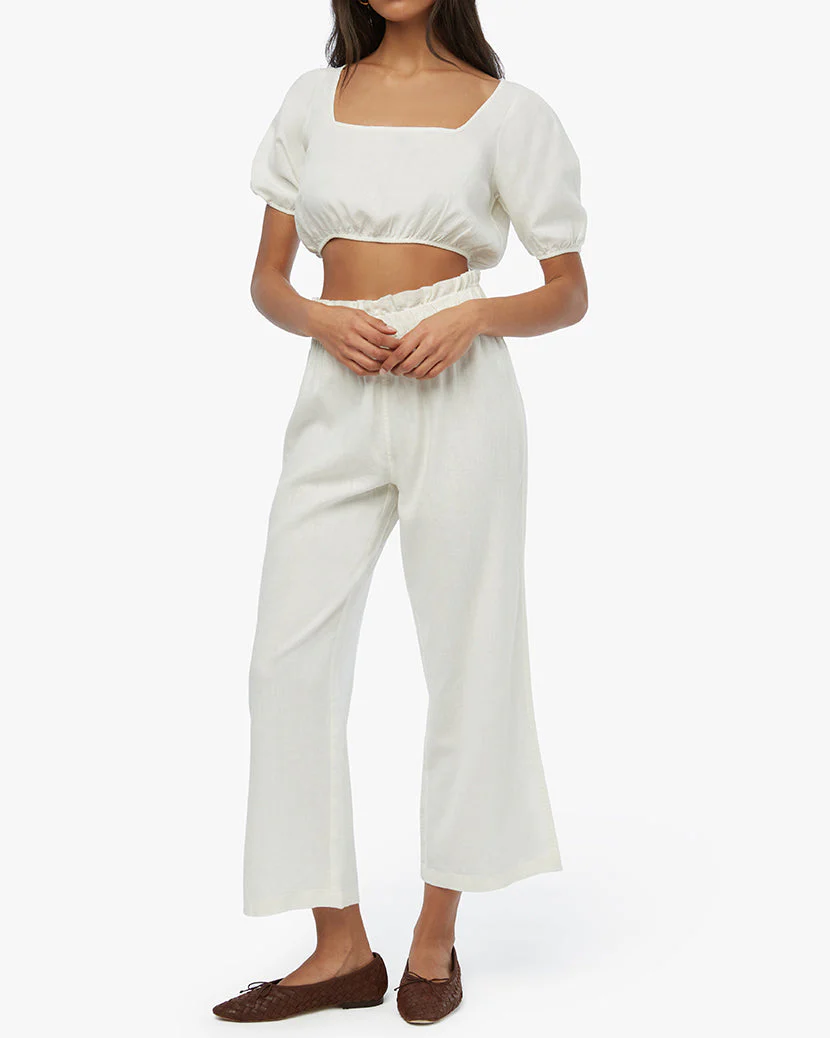 Paperbag Linen Pant | White - Image 3