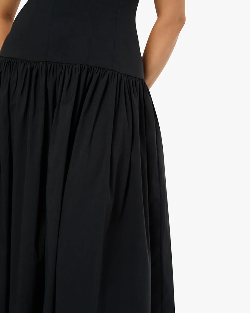 Peplum Drop Waist Midi Dress | Black - Image 5