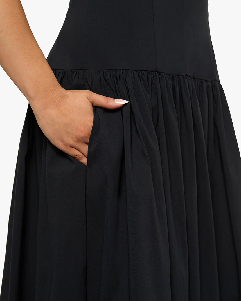 Peplum Drop Waist Midi Dress | Black - Image 6