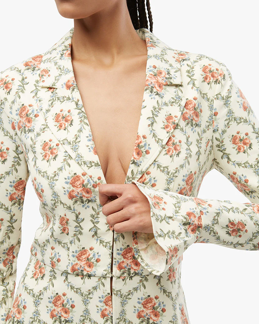 Peplum Victorian Floral Blazer | Ivory - Image 5
