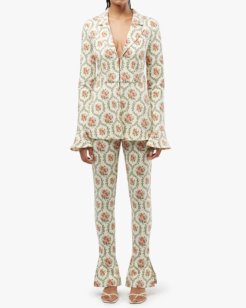 Peplum Victorian Floral Blazer | Ivory - Image 6