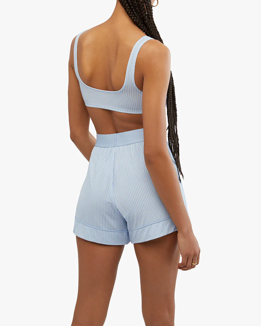 Pinstripe Scoop Ribbed Bra | Sky Off White - Image 5
