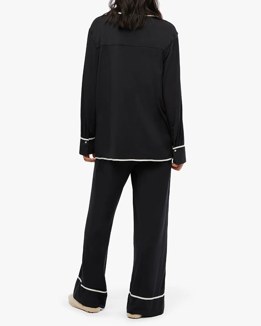 Piped Dani Shirt Dress | Black x Ivory - Image 5