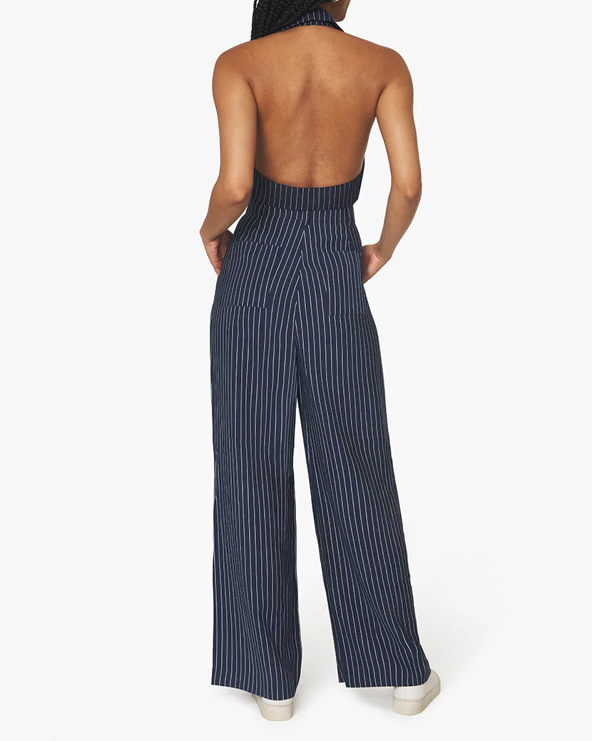 Pleated Pinstripe Trouser | Dress Blues Multi - Image 4