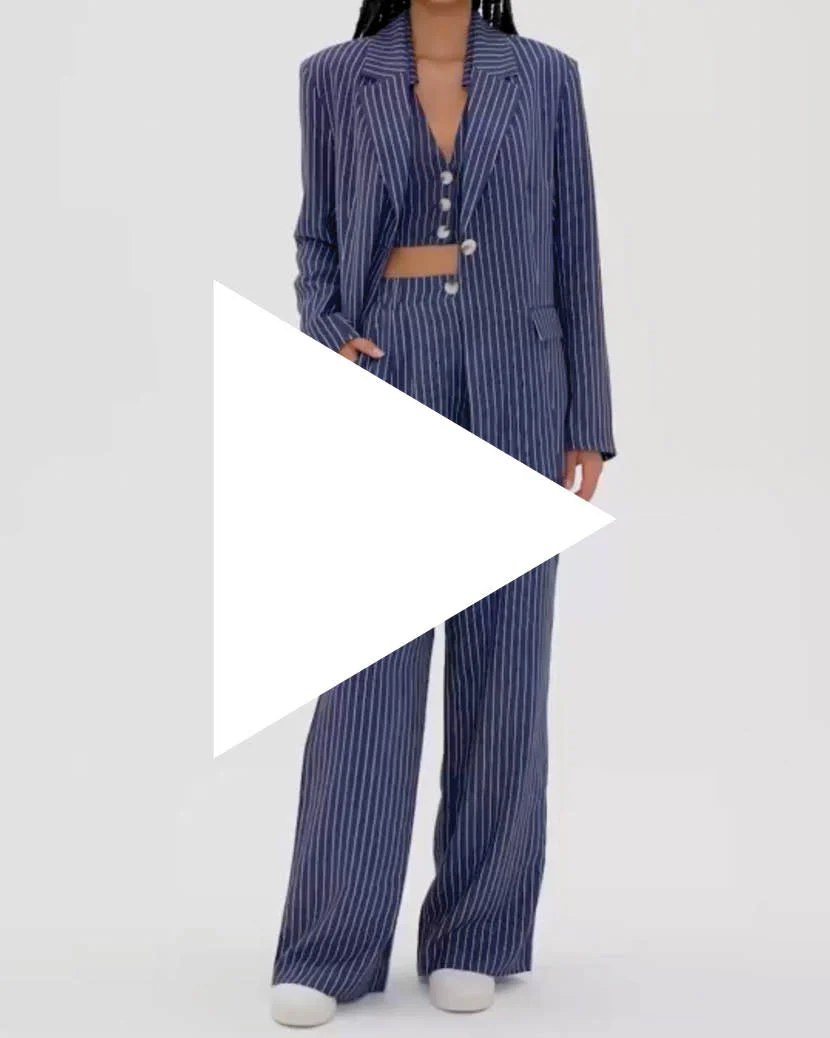 Pleated Pinstripe Trouser | Dress Blues Multi - Image 8