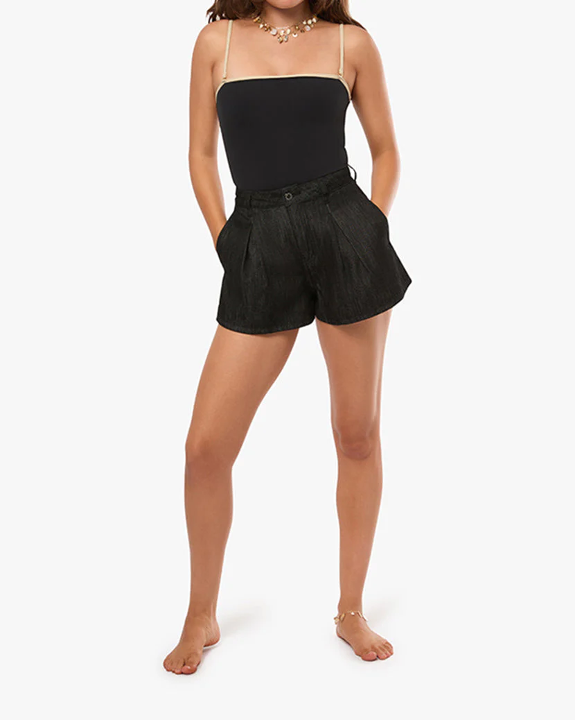 Pleated Wide Leg Short | Dark Grey - Image 4