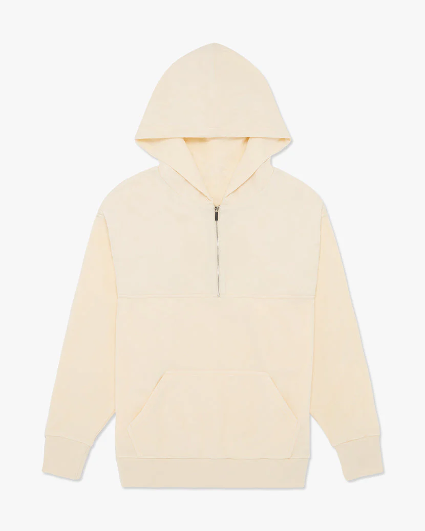 Polar Fleece Nylon Hoodie Half Zip | Straw - Image 2