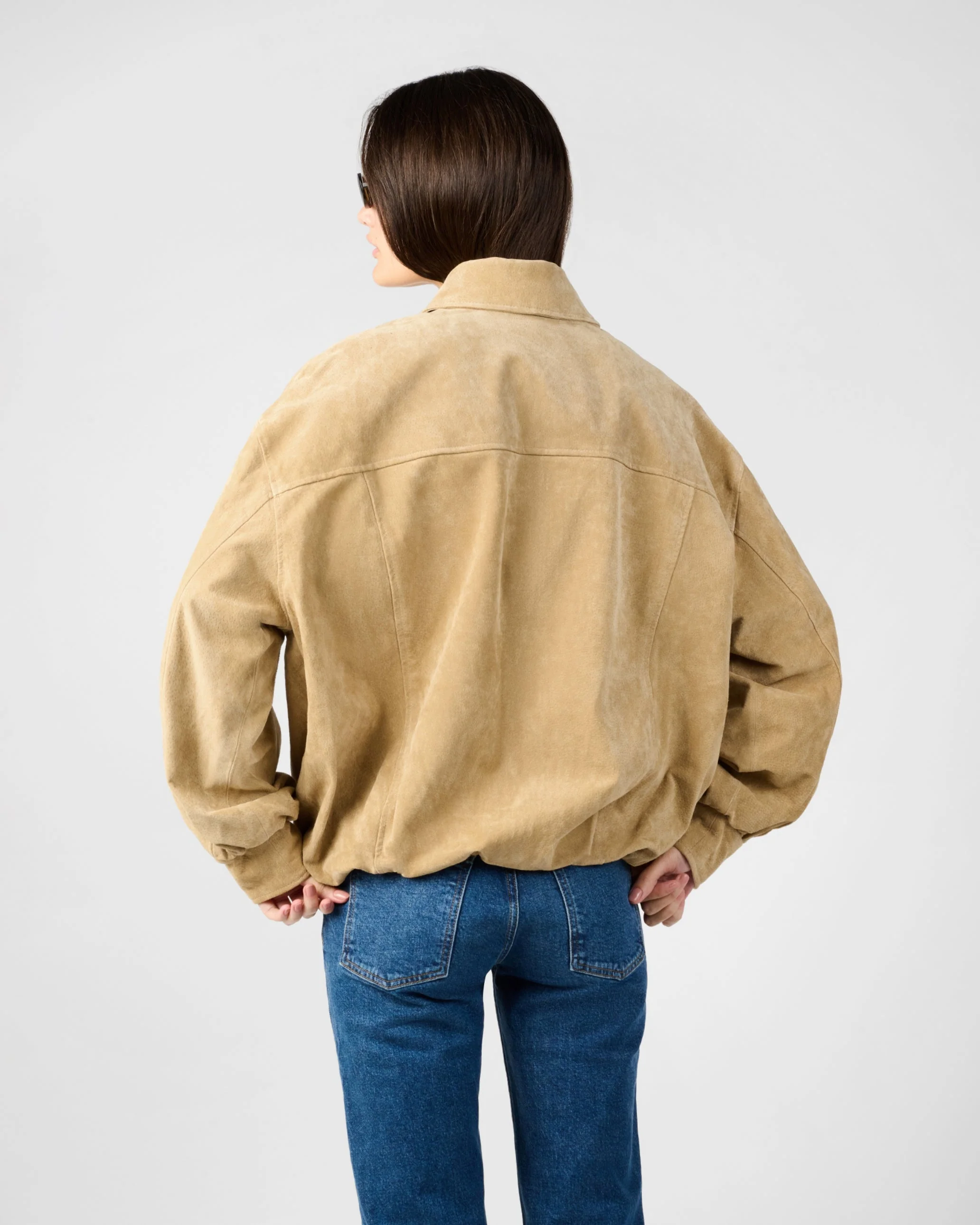 Premium Suede Bomber Jacket | Tan - Image 6