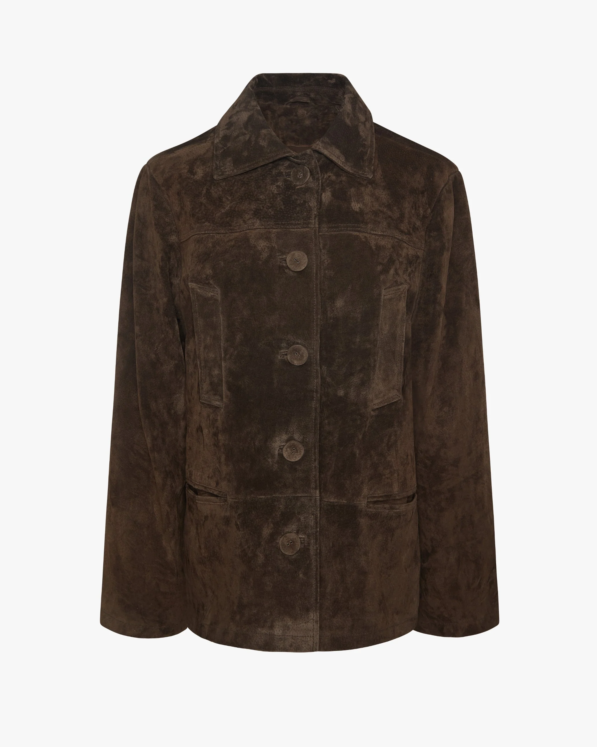 Premium Suede Button Front Jacket | Chocolate Brown - Image 3