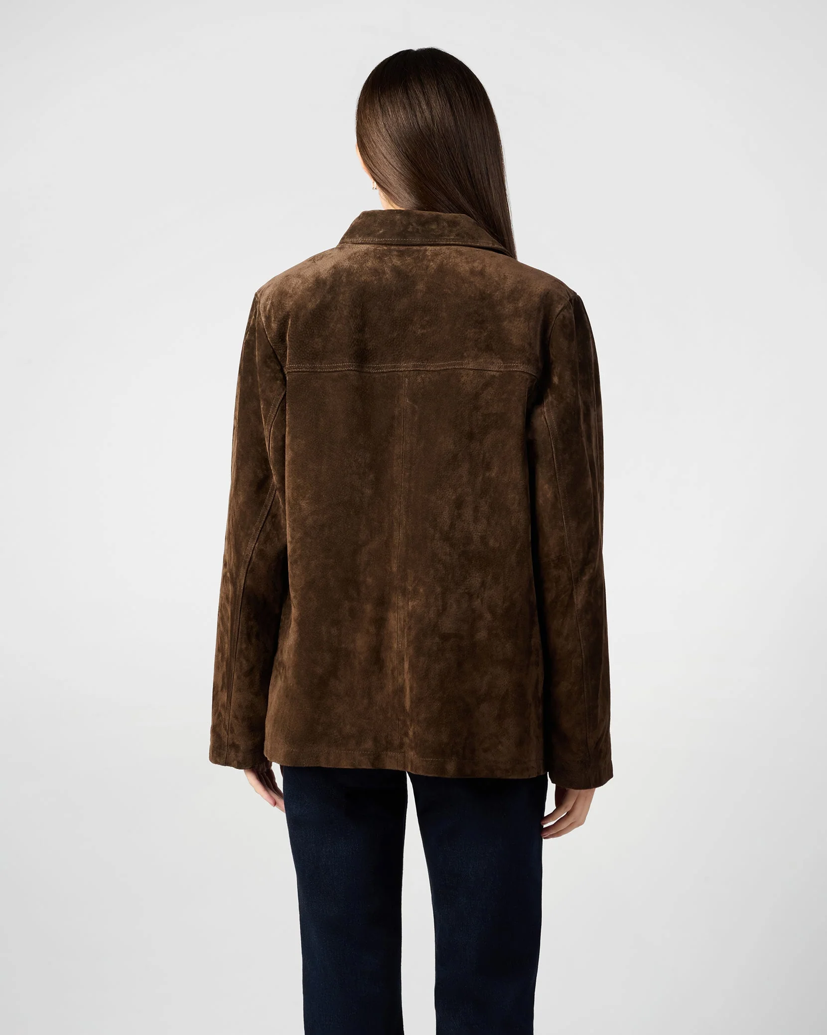 Premium Suede Button Front Jacket | Chocolate Brown - Image 6