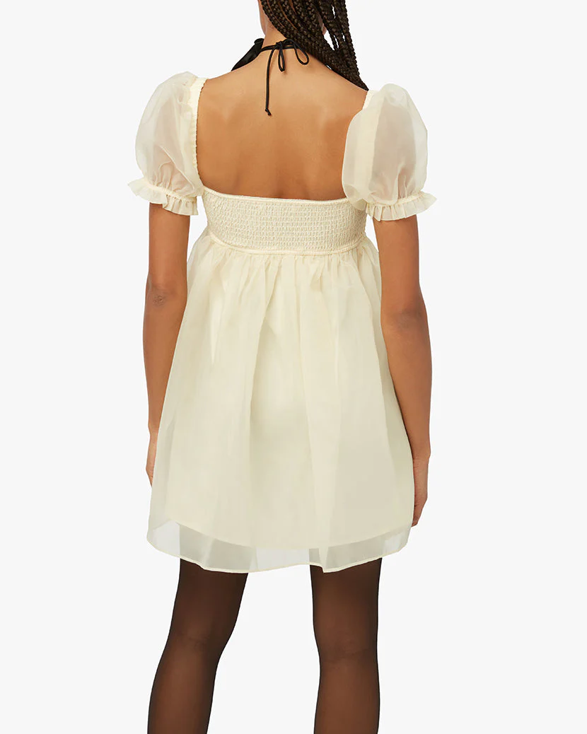 Puff Sleeve Organza Mini Dress | Straw - Image 5