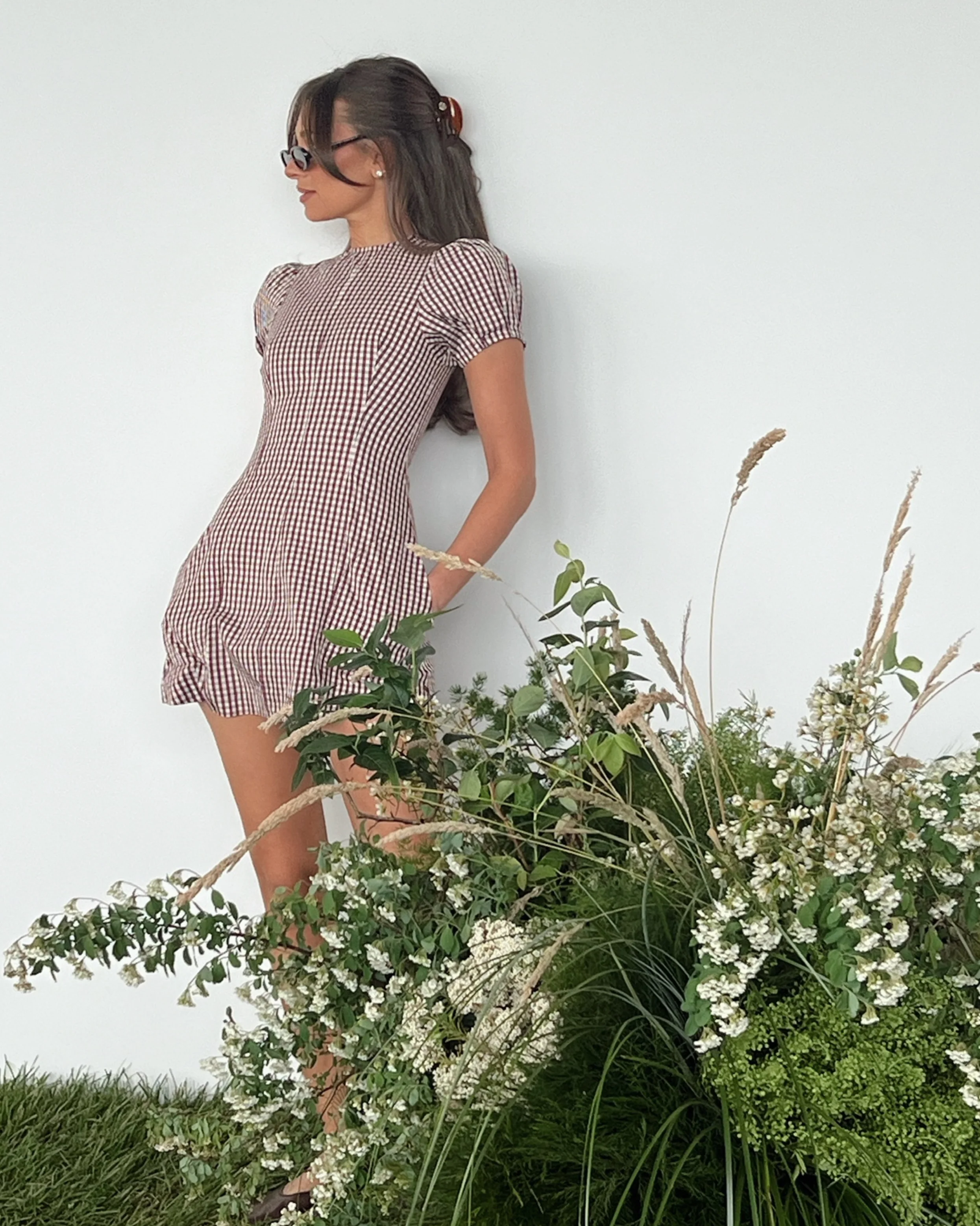 Puff Sleeve Peplum Mini Dress | Plum x Ivory