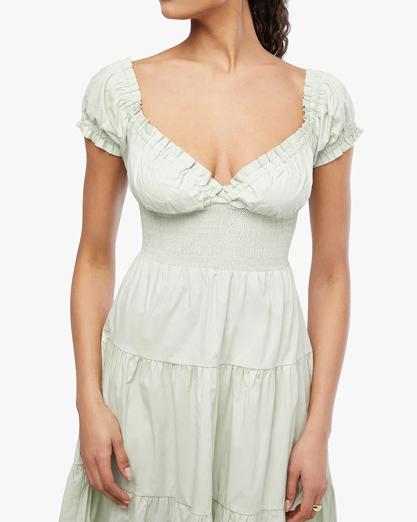 Puff Sleeve Smocked Midi Dress | Sage - Image 4