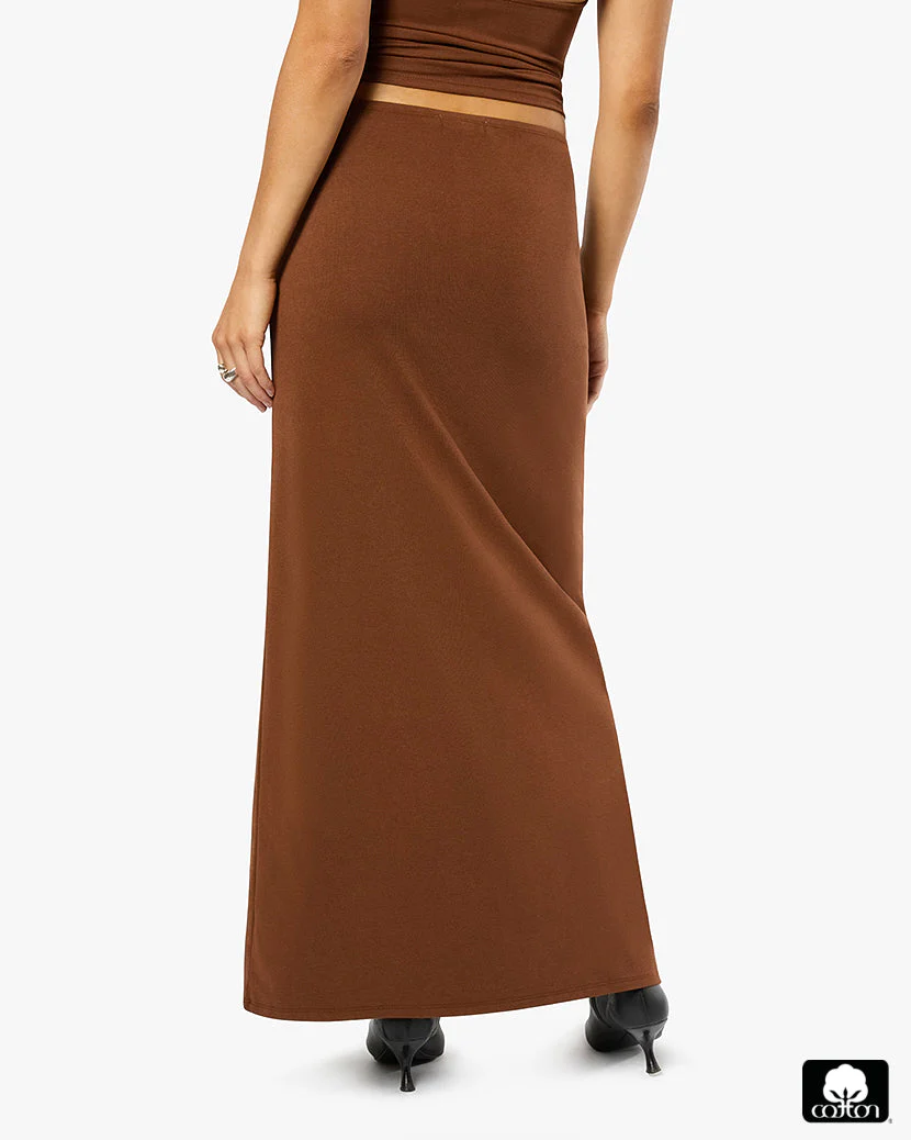 Pull On Midi Skirt | Saddle - Image 5