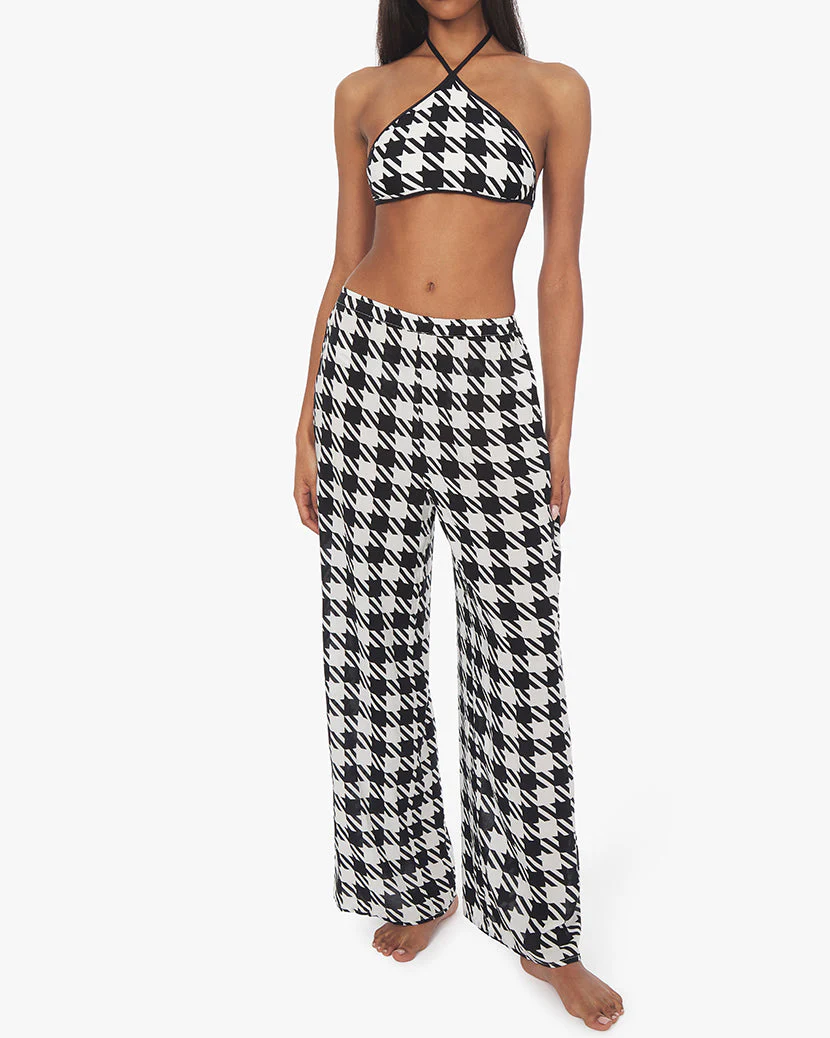 Pull On Oversized Houndstooth Pant | Black White