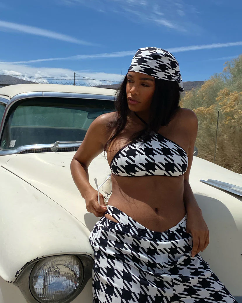 Pull On Oversized Houndstooth Pant | Black White - Image 3