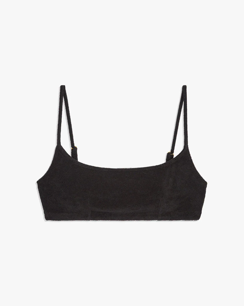 Pull On Towel Terry Bra Top | Black - Image 3