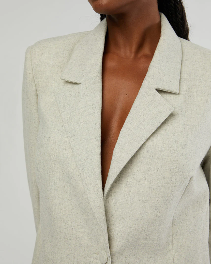 Relaxed Wool Blazer | Heather Lt Grey - Image 4