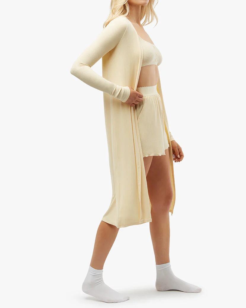 Rib Long Duster | Straw - Image 4