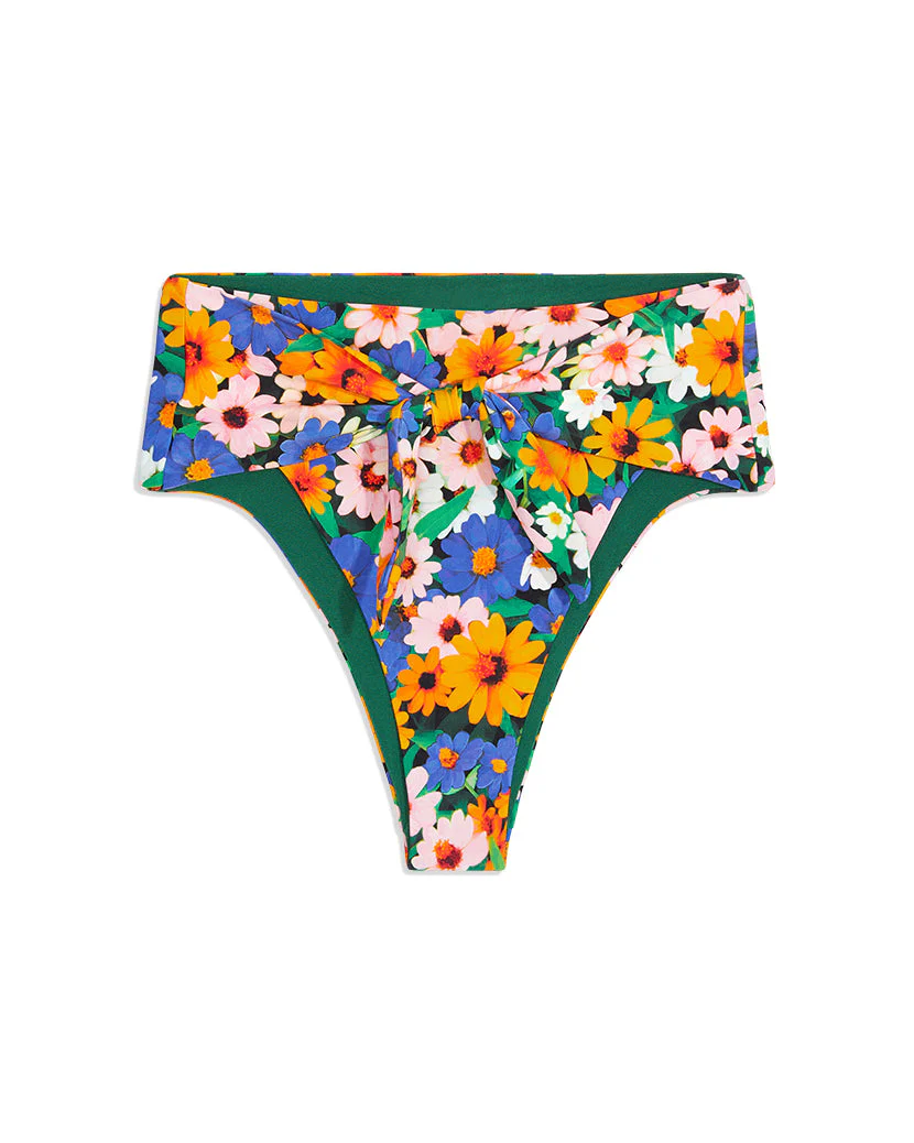 Riviera Macro Wildflowers Bikini Bottom | Bright Green