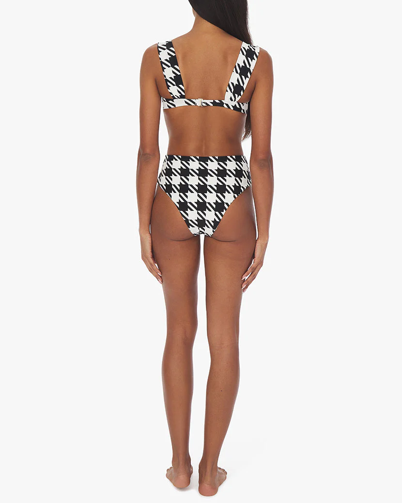 Riviera Oversized Houndstooth Bikini Bottom | Black White - Image 5