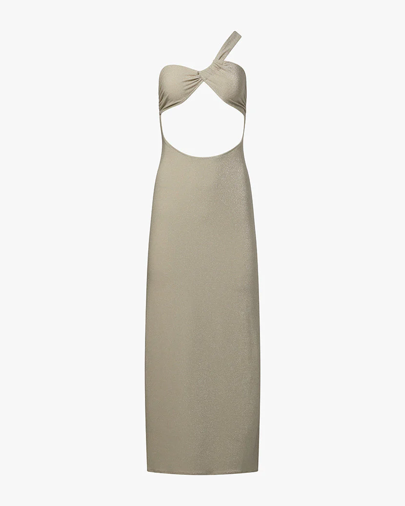 Ruched Asymmetrical Knit Maxi Dress | Off White - Image 2