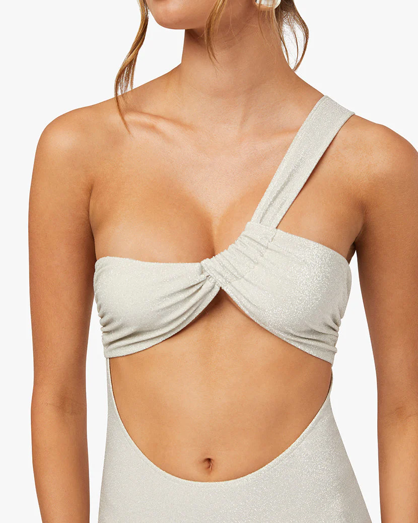 Ruched Asymmetrical Knit Maxi Dress | Off White - Image 4