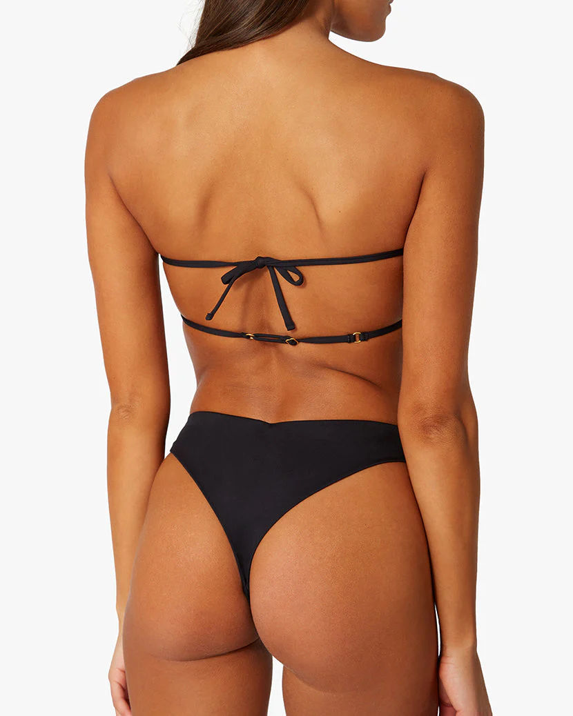 Ruched Bandeau Bikini Top | Black (V1) - Image 4
