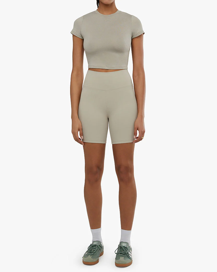 Ruched Biker Short | Stone - Image 3