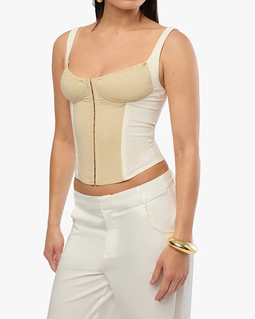 Ruched Cup Scoop Corset | Wood Ash x Ivory
