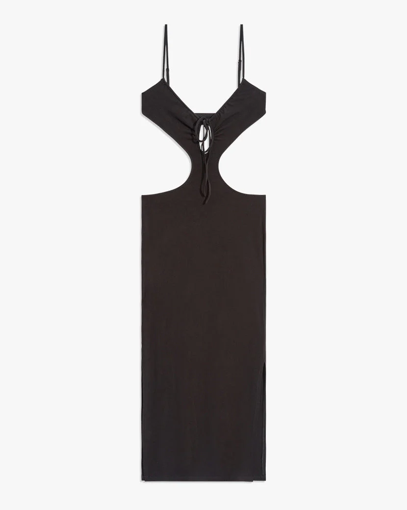 Ruched Jersey Knit Cut Out Maxi Dress | Black - Image 2