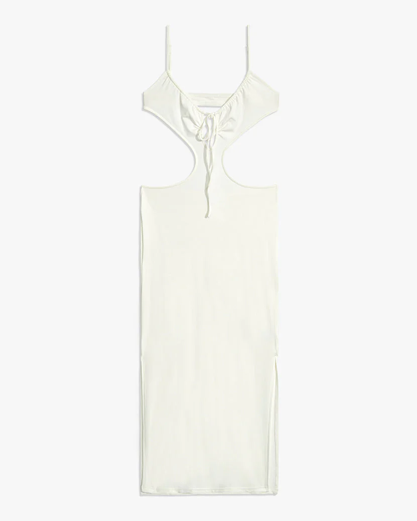 Ruched Jersey Knit Cut Out Maxi Dress | Off White - Image 2