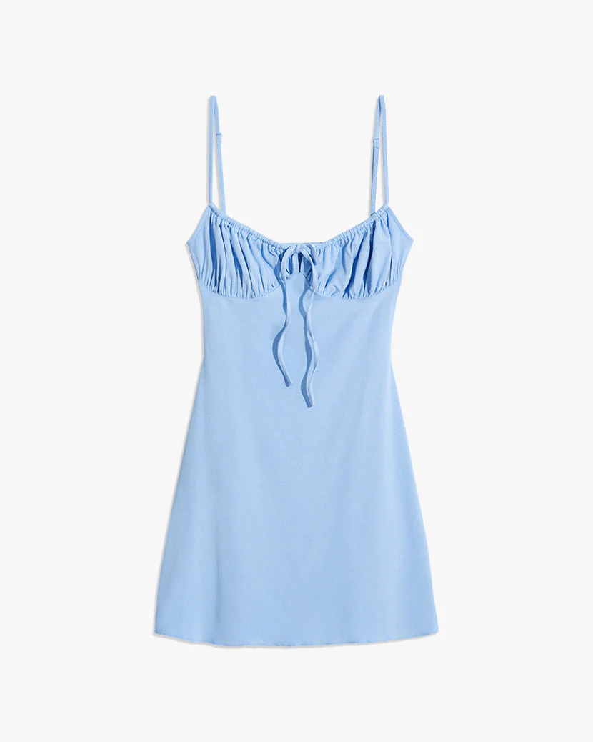 Ruched Jersey Knit Mini Dress | Powder Blue