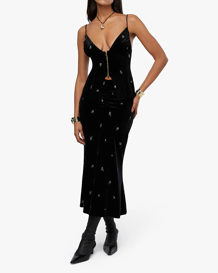 Ruched Midi Skirt | Black - Image 4