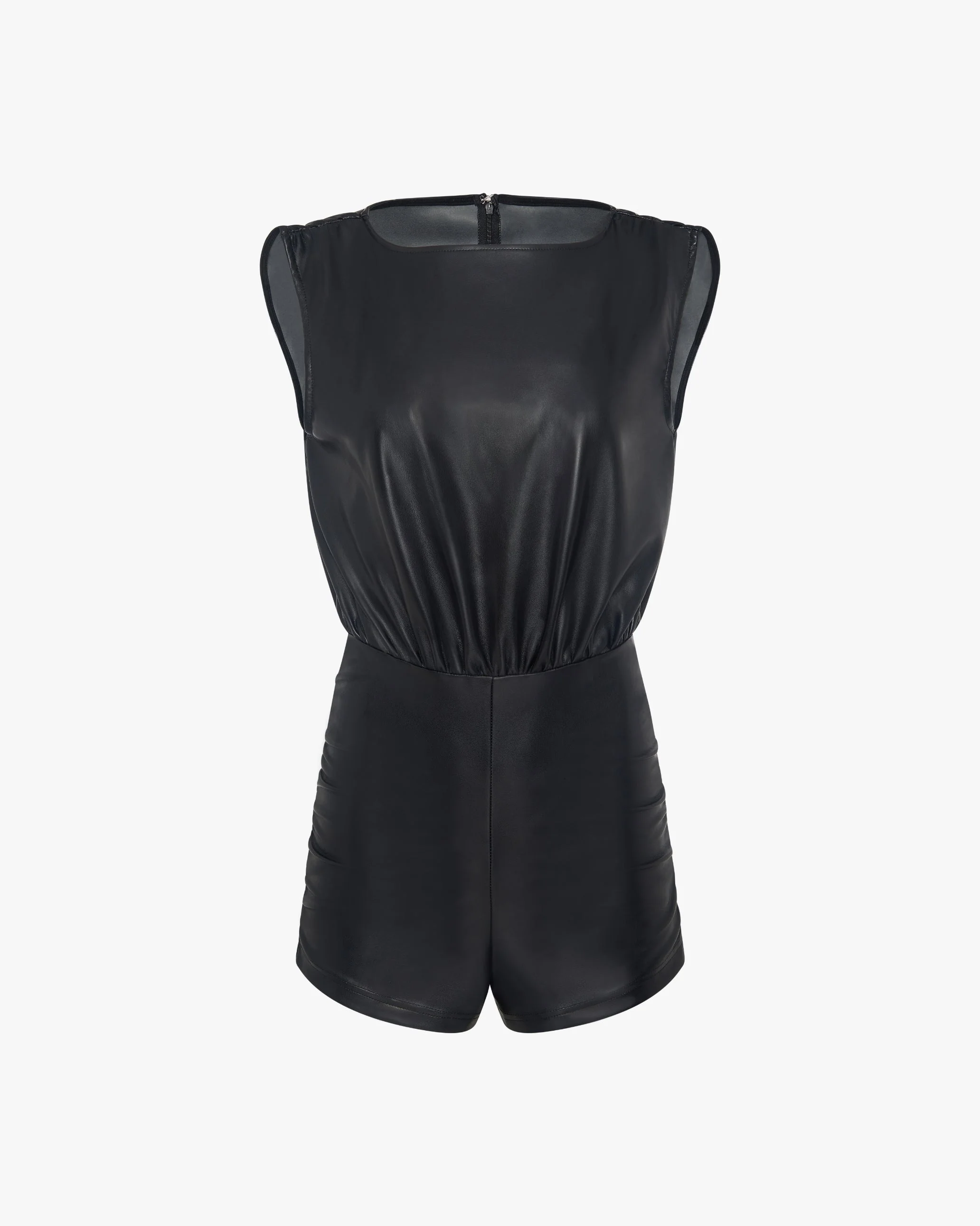Ruched Muscle Tank Romper | Black - Image 3