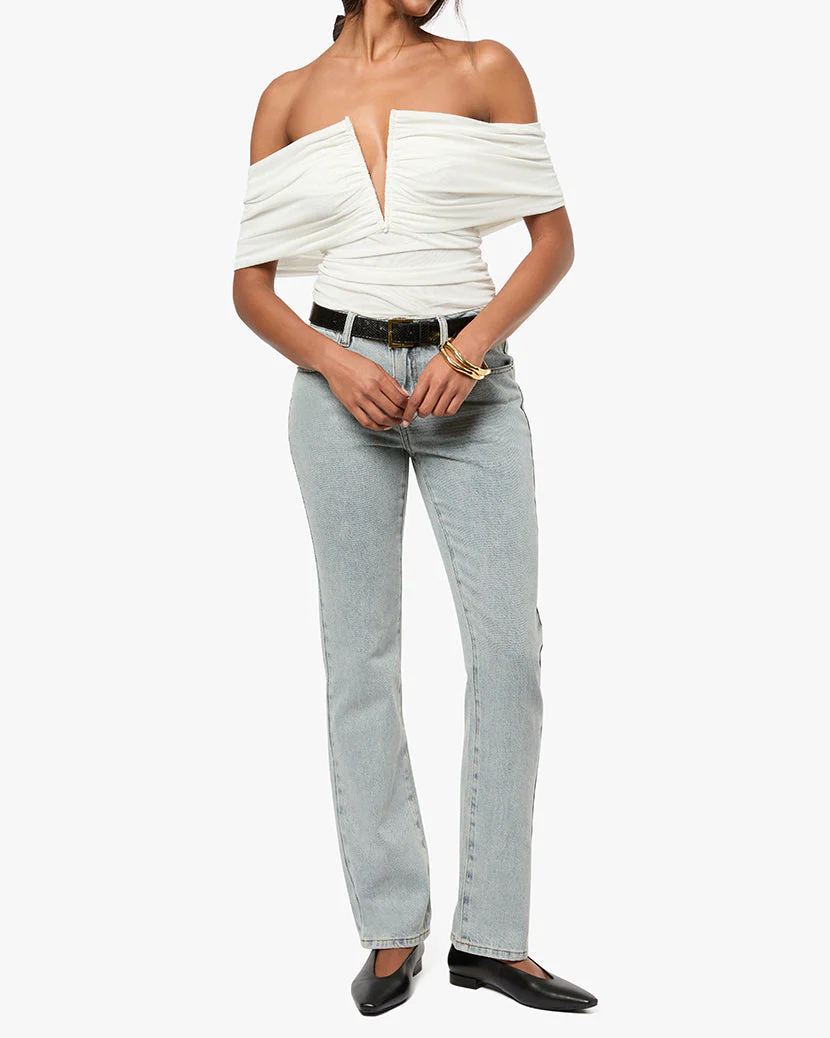 Ruched Off Shoulder Bodysuit | Ivory - Image 4