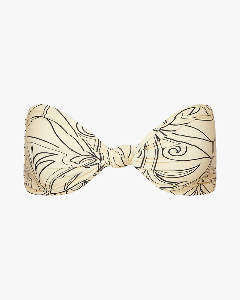 Ruched Tie Bandeau Top | Parchment x Black - Image 3