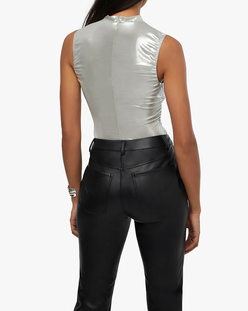 Ruched Turtleneck Top | Silver - Image 6