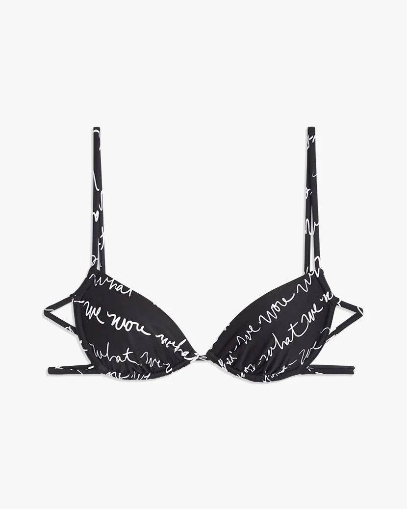 Ruched Underwire Bikini Top | Black Logo Scribble - Image 3