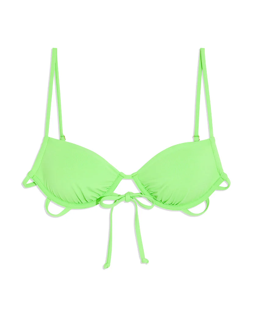 Ruched Underwire Bikini Top | Neon Green - Image 2